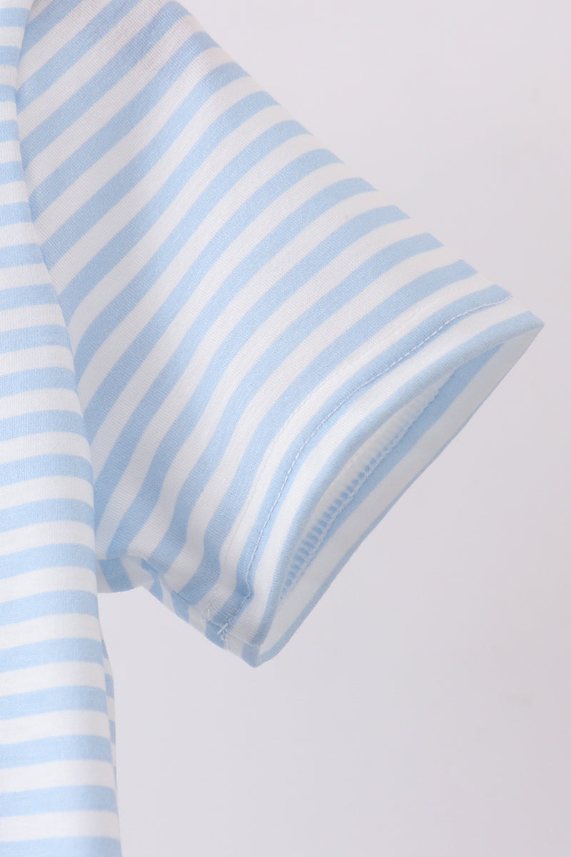 Blue character french knot stripe top