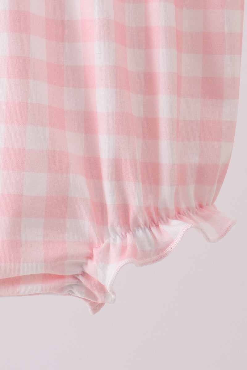 Pink character embroidery gingham bubble