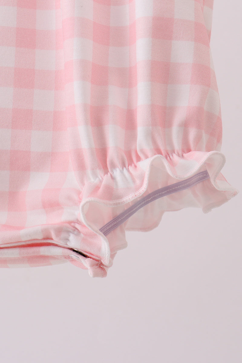 Pink character embroidery gingham bubble