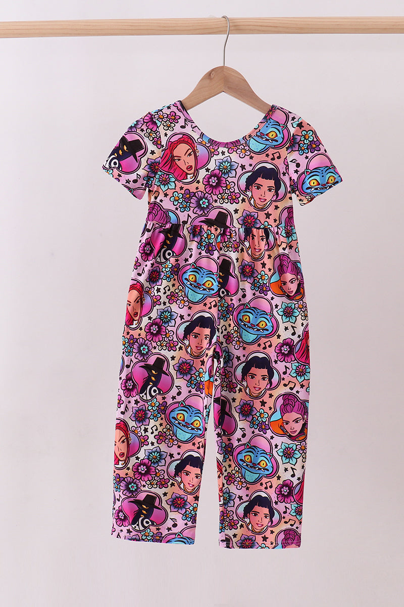 Purple character bamboo jumpsuit