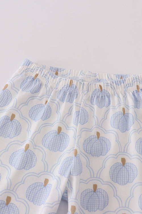 Blue pumpkin embroidery pants set
