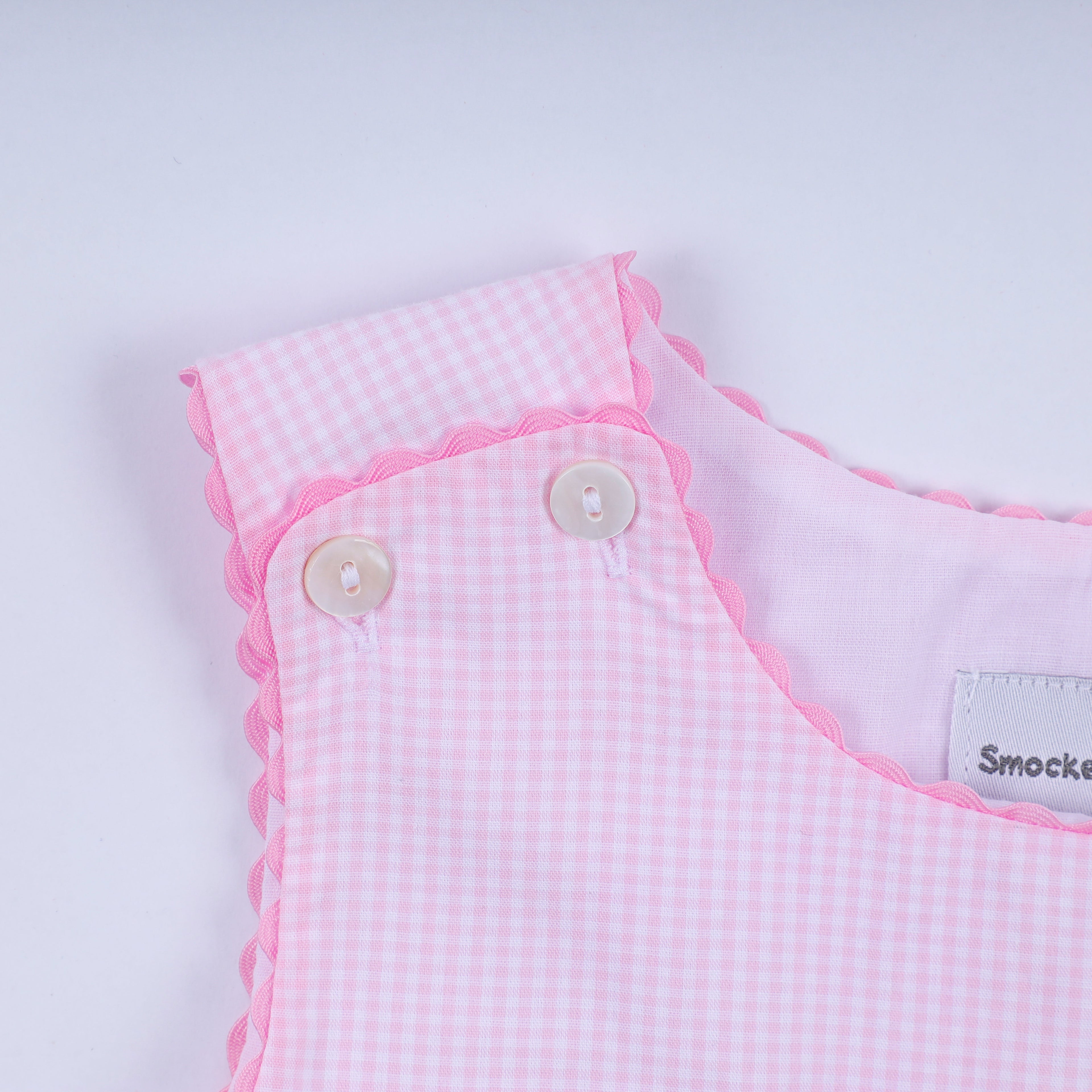 Pink princess hand smocked plaid dress