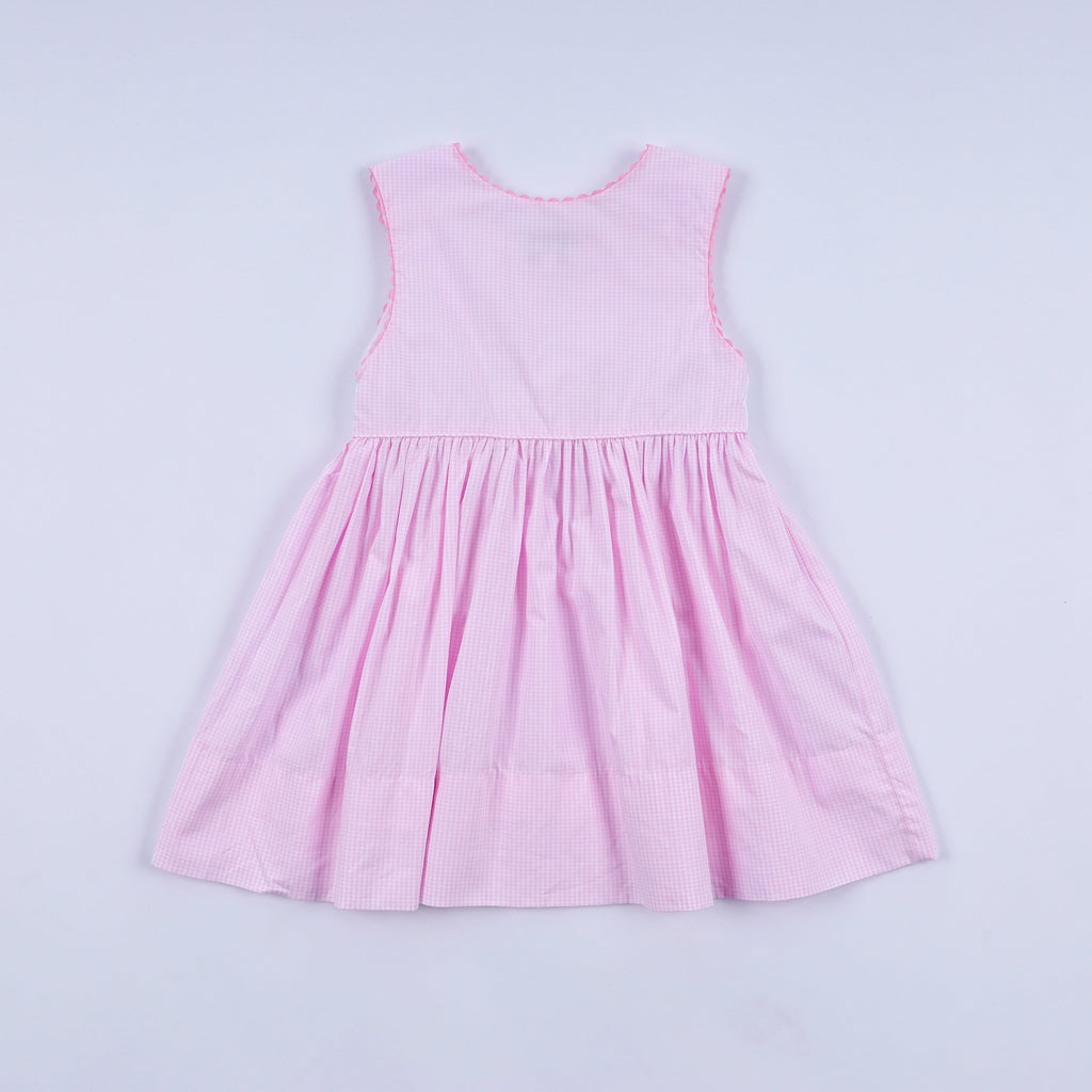 Pink princess hand smocked plaid dress