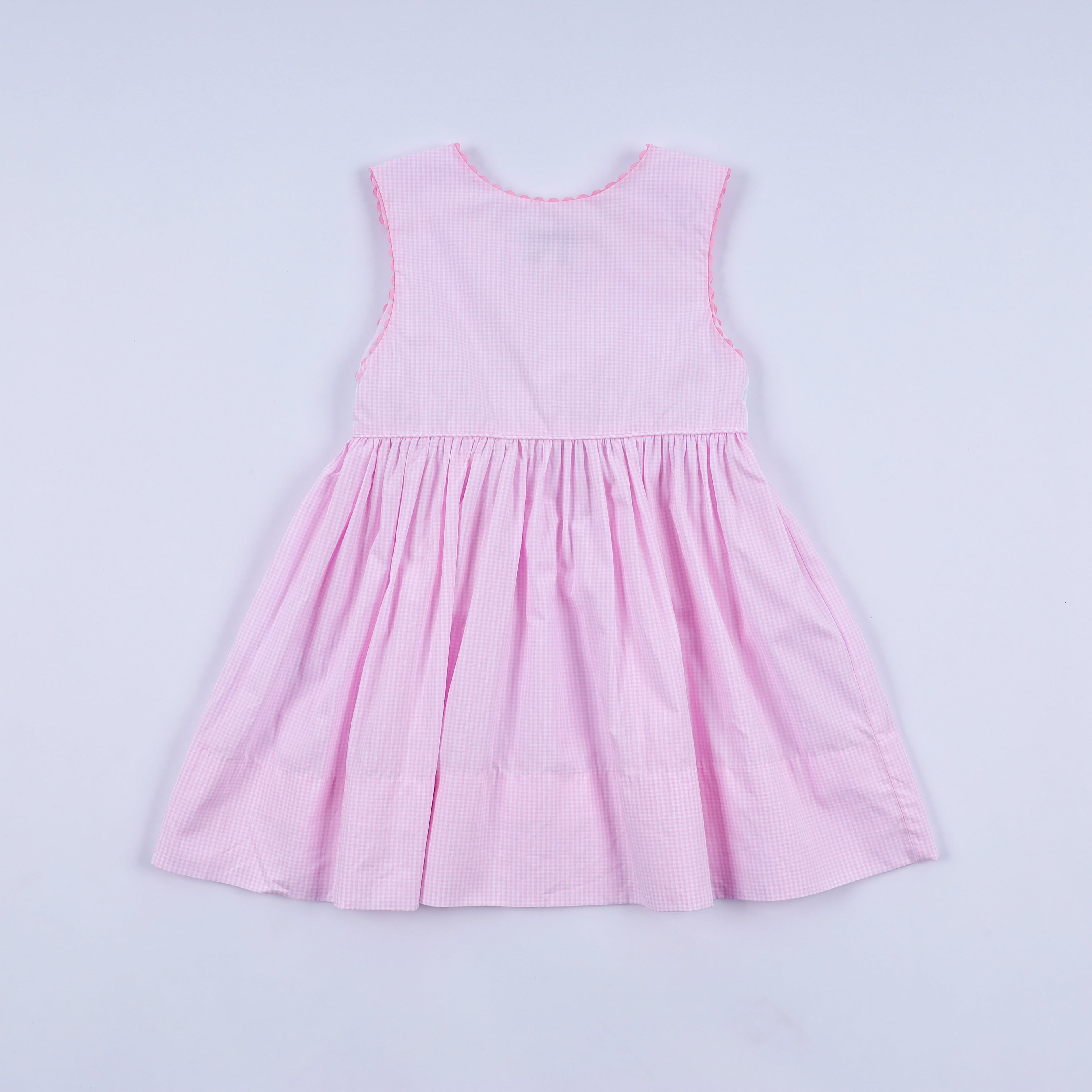 Pink princess hand smocked plaid dress
