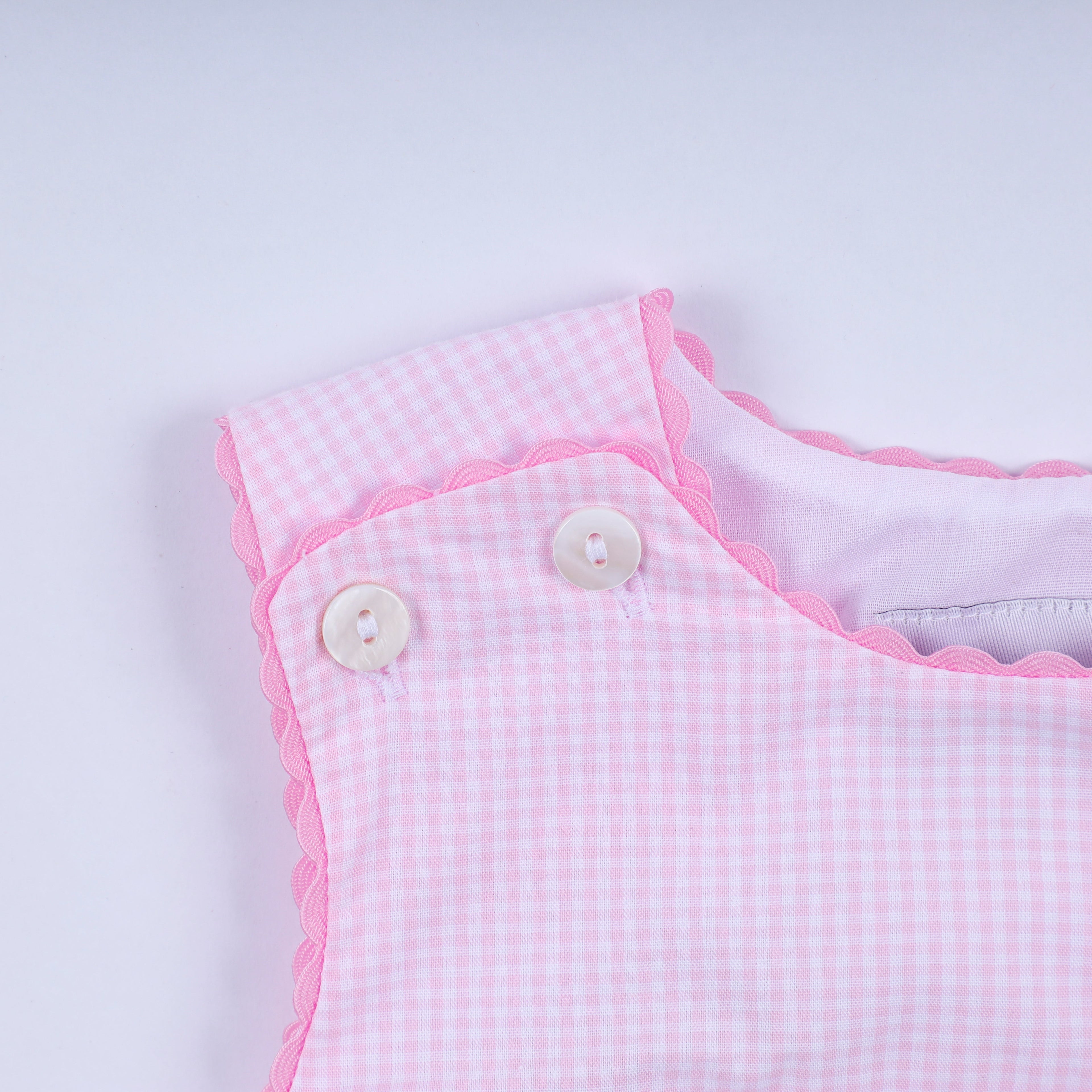 Pink princess hand smocked plaid bubble