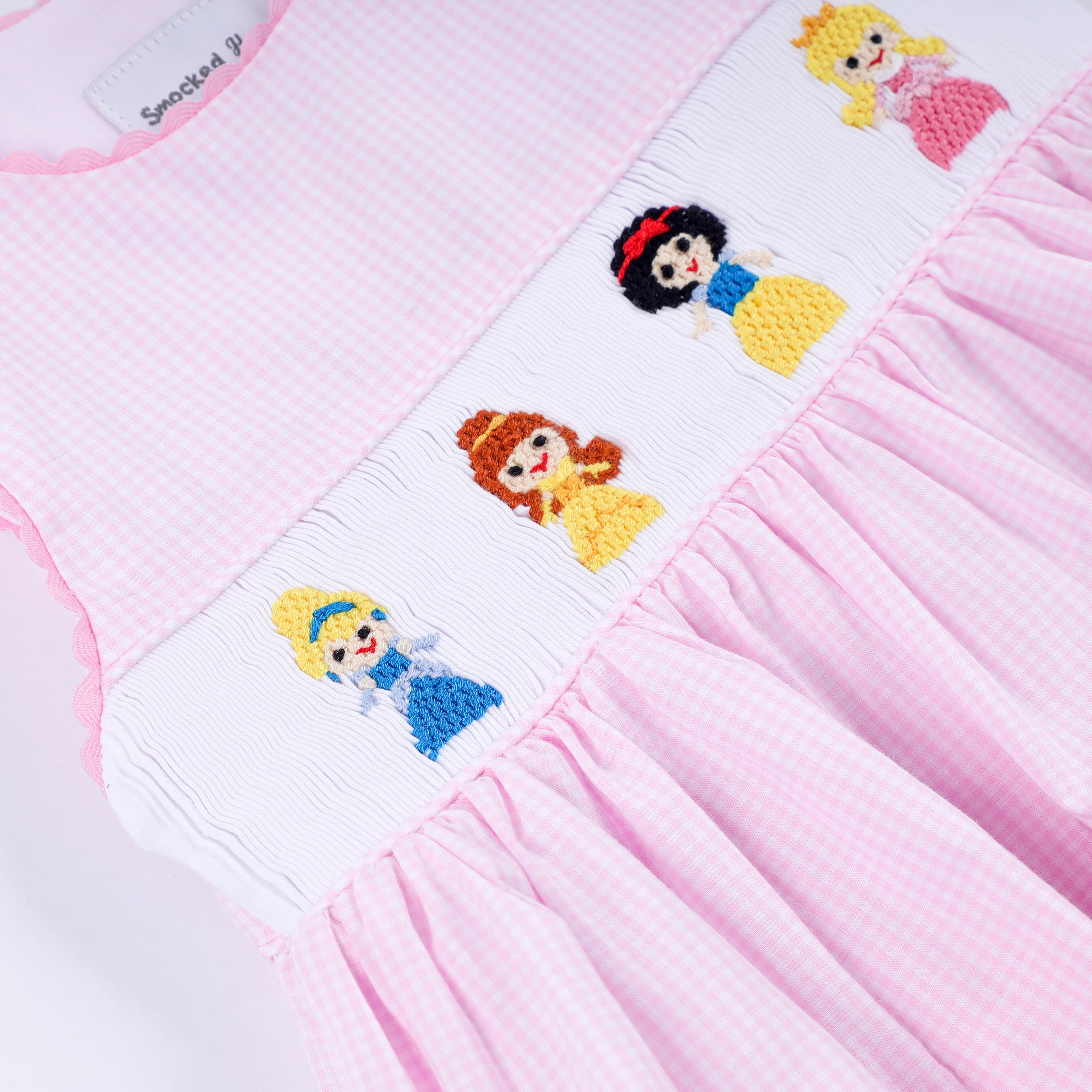 Pink princess hand smocked plaid bloomer set