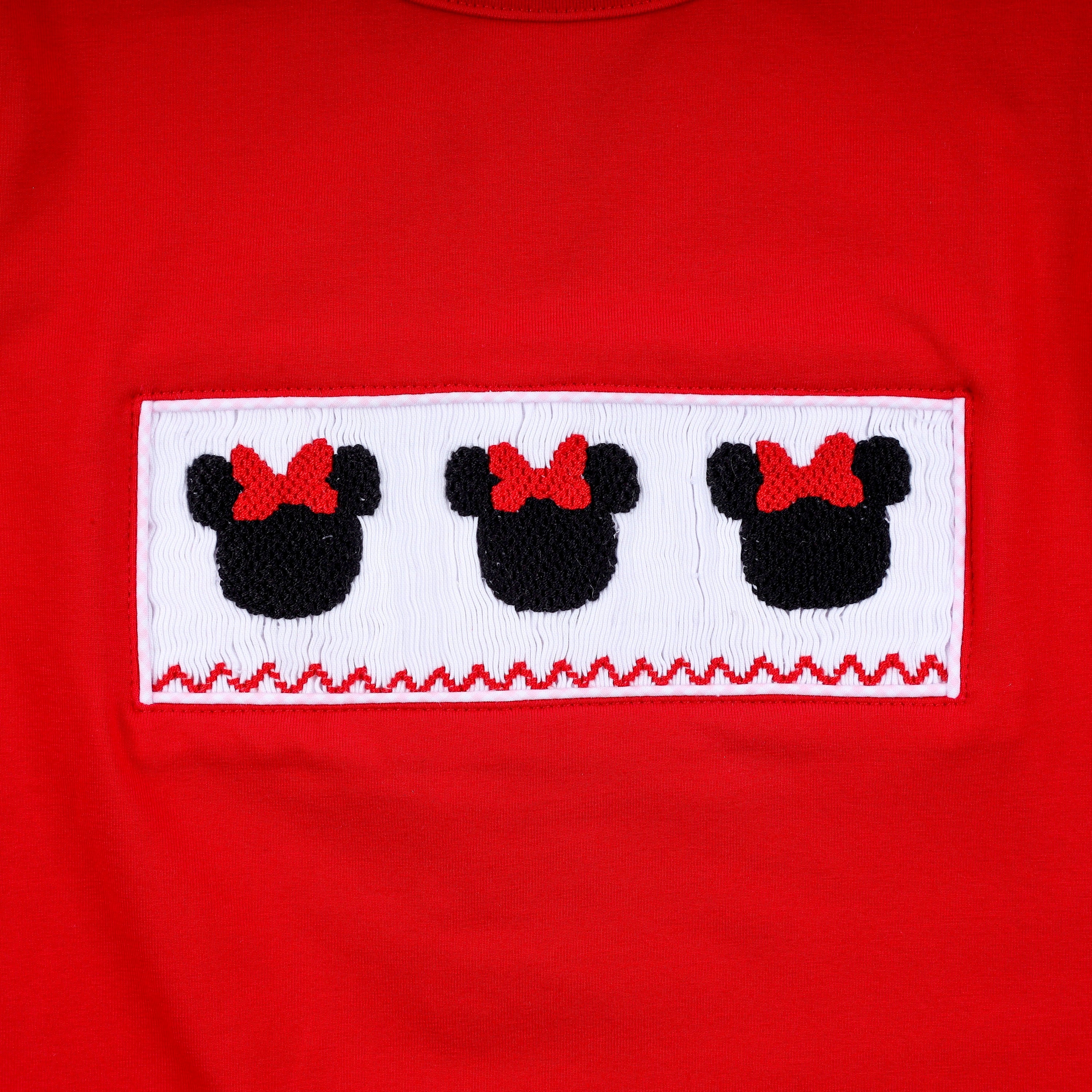 Red character hand smocked dress