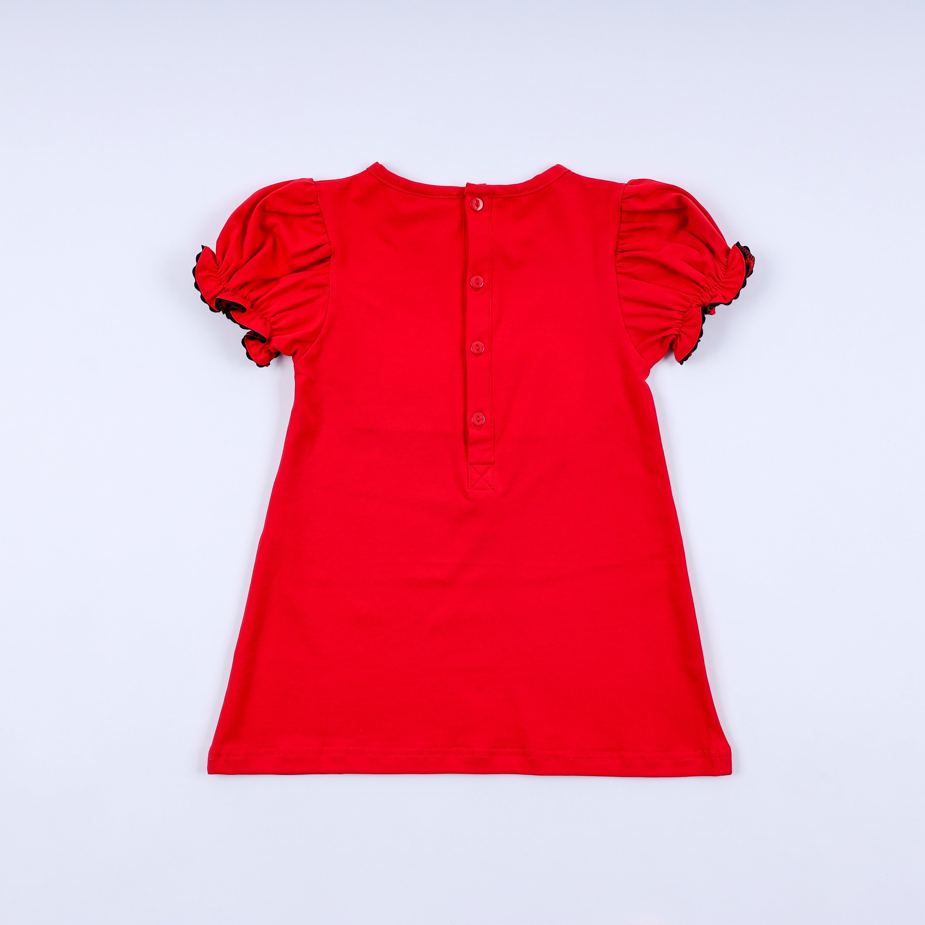 Red character hand smocked dress