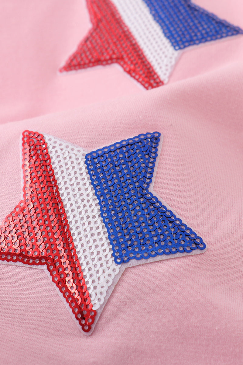 Pink star sequin mom&me top