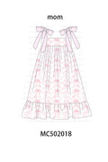 Pink bow print ruffle mom&me dress