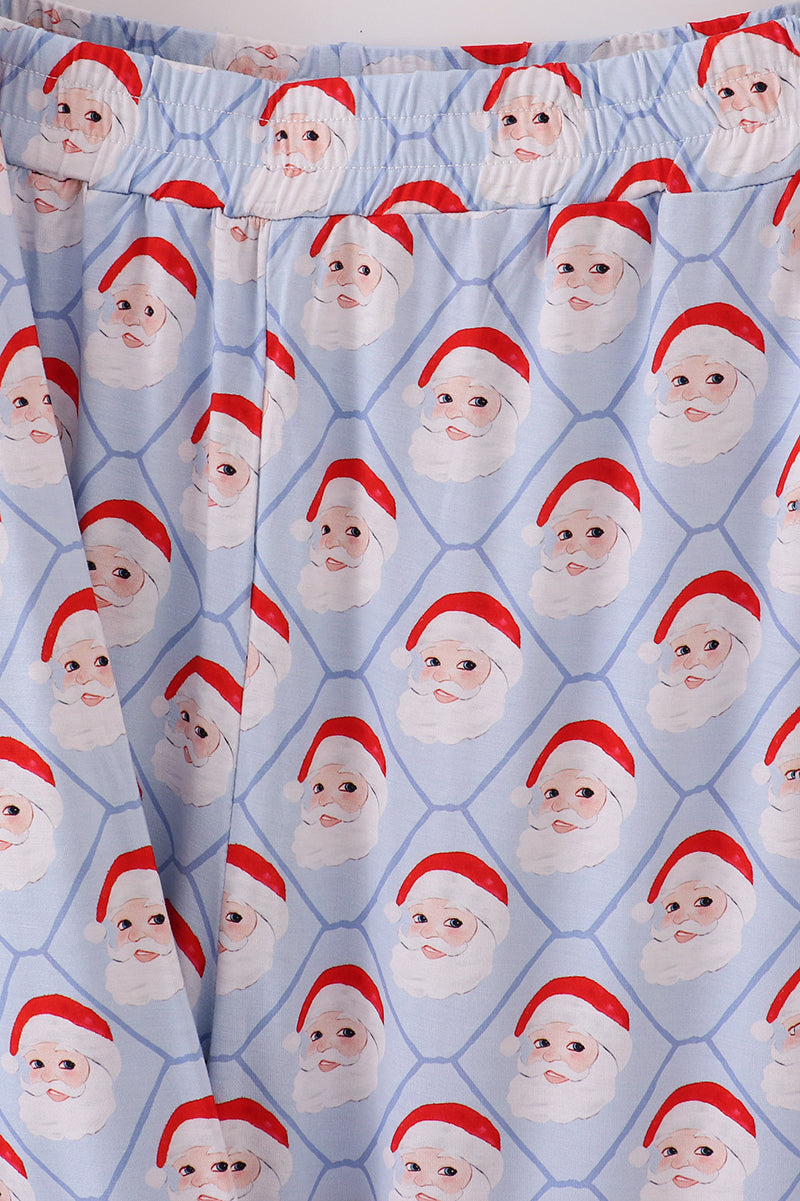 Blue santa claus bamboo dad pajamas set